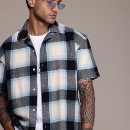 The Roadster Life Co. Relaxed Fit Checked Cuban Collar Pure Cotton Casual Shirt-picture-17