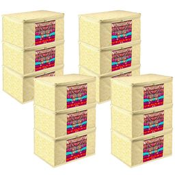 Kuber Industries Yellow 12 Pieces Saree Organisers-45