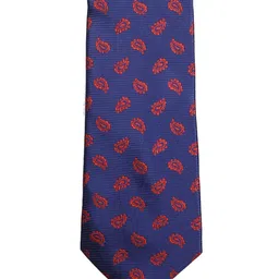 Tossido Navy Blue & Red Woven Design Broad Tie-image-11