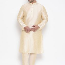KISAH PLUS Men Beige Woven Design Straight Kurta-picture-17