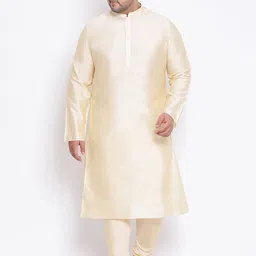 KISAH PLUS Men Cream-Coloured Solid Straight Kurta-47