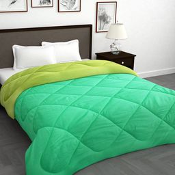 Story@home Green & Lime Green Solid Mild Winter 200 GSM Reversible Double Bed Comforter-image-90
