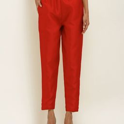 FLOREOS Women Textured Comfort Easy Wash Cigarette Trousers-image-68
