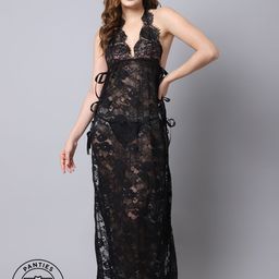 Shararat Women Black Lace Baby Doll-image-30