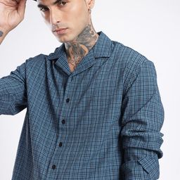 glitchez Cool Vibe Crushed Textured Checked Relaxed Fit Shirt-image-61