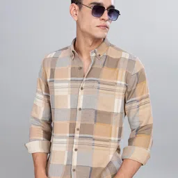 HERE&NOW Men Slim Fit Opaque Checked Casual Shirt-picture-4