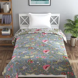 Trance home Linen Calicut Green 210 GSM Pure Cotton Reversible Single Bed Size Dohar-image-17