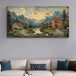 999Store Green & Blue Canvas Abstract Wall Painting-image-16