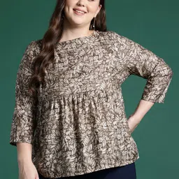 DressBerry Curve Plus Size Floral Printed Empire Top-46
