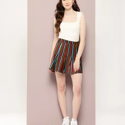 aaliya Striped Flared Mini Skirt-image-60