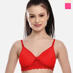 FIMS Red & Pink Pack of 3 Lightly Padded Bra-image-40