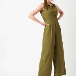 Miss Chase Women Olive Green Solid Basic Jumpsuit-image-8