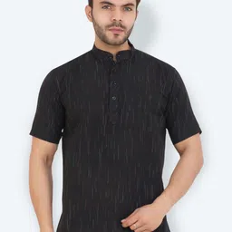 Latest Chikan Garments Men Black Striped Kurta-image-80