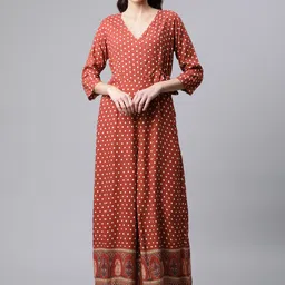 Divena Maroon Printed Basic Jumpsuit-picture-34