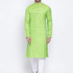 NAMASKAR Men Green Woven Design Straight Kurta-image-19