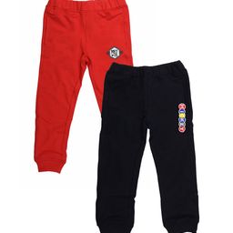 YK Disney Boys Set of 2 Red & Black Solid Slim-Fit Track Pants-7