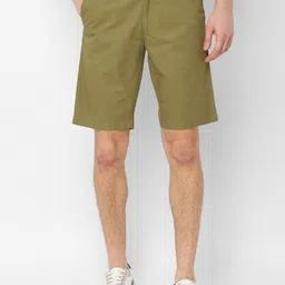 Allen Solly Men Olive Green Self Design Slim Fit Regular Shorts-image-16