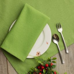 Soumya Set of 6 Green Solid Pure Cotton Table Napkins-11