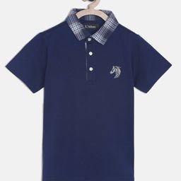 LAdore Boys Navy Blue Solid Polo Collar Mercerized T-shirt-image-86