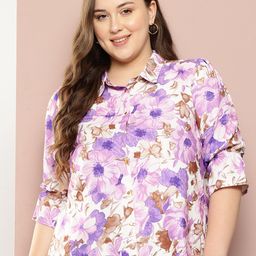 Sztori Plus Size Spread Collar Floral Printed Casual Shirt-picture-14