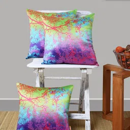 ANS Green & Red Set of 3 Floral Square Cushion Covers-24
