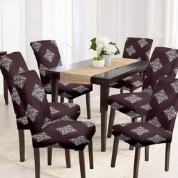 Cortina Brown & White Printed Chair Covers Set Of 6-12