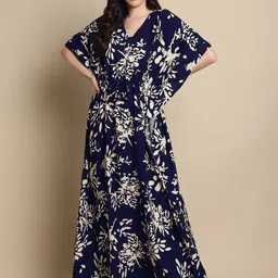 Claura  Floral Printed Kaftan Maxi Nightdress-image-23