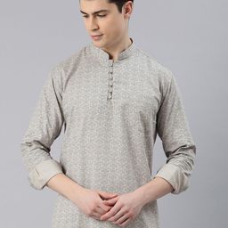 Majestic Man Men Printed Slim Fit Pure Cotton Short Kurta-23