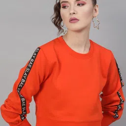 STREET 9 Women Orange Solid Sweatshirt-image-93