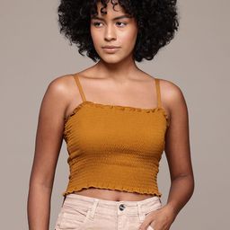 Roadster Smocked Crepe Fitted Crop Top-image-7