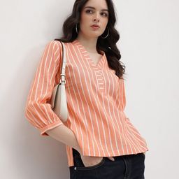 R.Code by The Roadster Life Co. Striped V-neck Cotton Top-picture-33