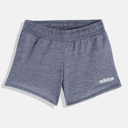 ADIDAS Girls Navy Blue Brand Logo Detail Melange Effect Sports Shorts-10