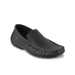 Metro Men Black Leather Loafers-picture-44