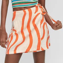 MANGO Printed Wrap Style Mini Skirt-picture-1