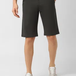 Peter England Casuals Men Olive Brown Solid Slim Fit Regular Shorts-image-78