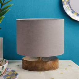 Devansh Grey Solid Cylindrical Table Lamp-32