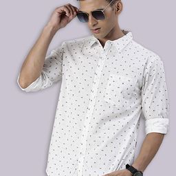 Joven Micro Ditsy Printed Spread Collar Pure Cotton Casual Shirt-image-92