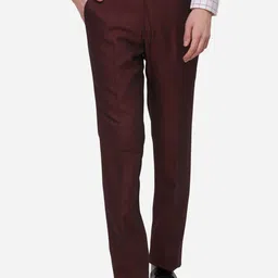 JB STUDIO Men Coffee Brown Slim Fit Solid Formal Trousers-image-95