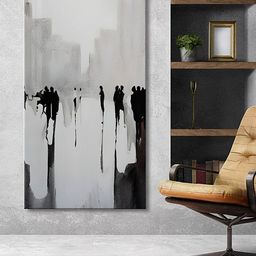 999Store Grey & Black Canvas Abstract Wall Painting-image-4