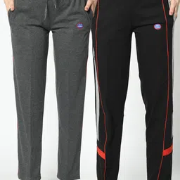 VIMAL JONNEY Women Pack of 2 Grey & Black Solid Lounge Pants-image-75