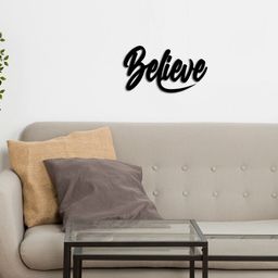 eCraftIndia Black Ready to Hang Believe Engineered Wood Wall Art Cutout Decor-picture-24