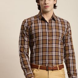 SOJANYA Men Brown Tartan Checks Formal Shirt-image-68