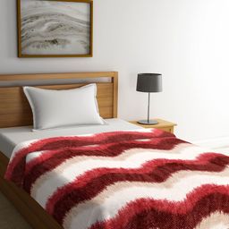 Portico New York Red & White Abstract AC Room 300 GSM Single Bed Blanket-image-96