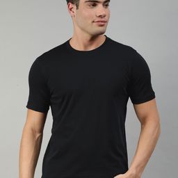 Huetrap Men Black Solid Pure Cotton T-shirt-image-78