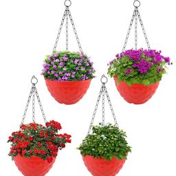 Kuber Industries Pack of 4 Diamond Flower Pot with Chain-41