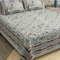 BELLA CASA Grey 180 TC King Bedsheet with 2 Pillow Covers-picture-7