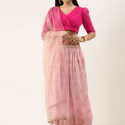 Ethnovog Pink Ready to Wear Lehenga  Blouse With Dupatta-image-38