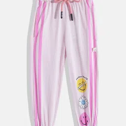 Happy Faces Girls Conversational Print Pure Cotton Joggers-image-5