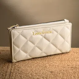 LOUIS STITCH Women Beige Snap Button Closure Clutch Purse-image-40