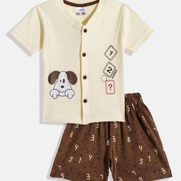 Kidszi Infants Boys Printed Pure Cotton Shirt with Shorts-image-57